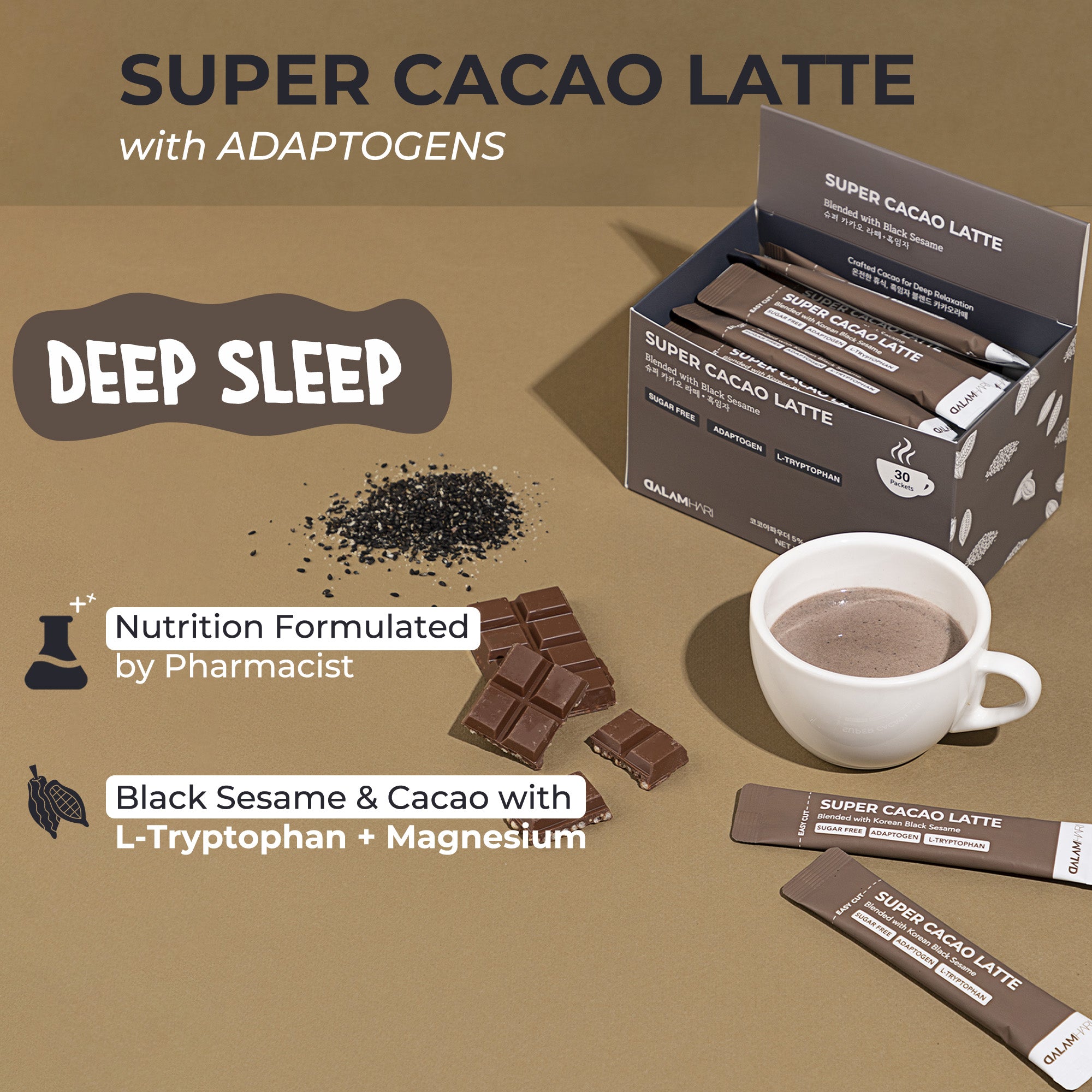 Korean Black Sesame &amp; Cacao Latte Powder