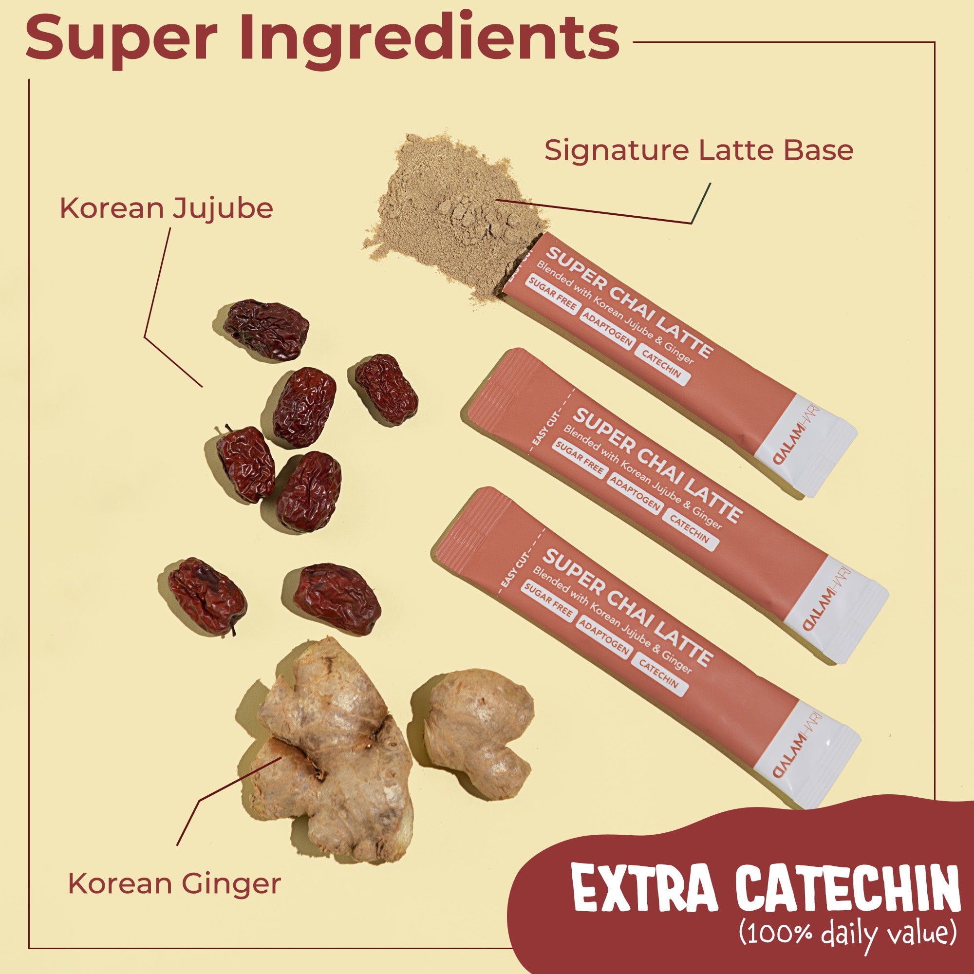 Ingredients of Korean Super Chai Latte Powder with Jujube &amp;amp; Ginger