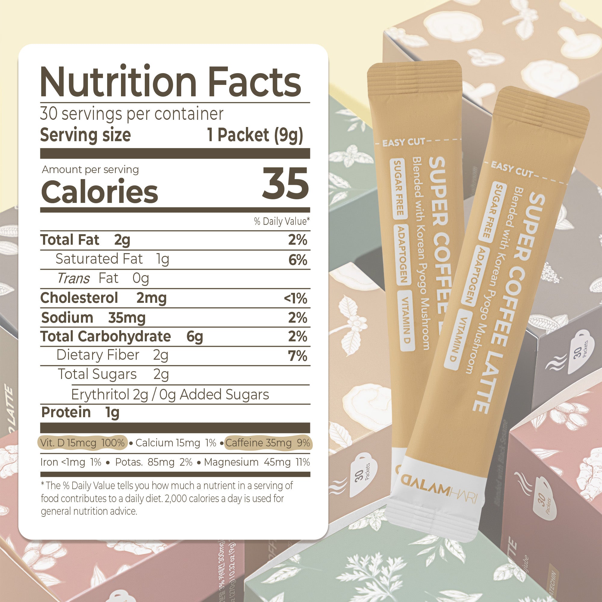 Nutrition Facts of Korean Mushroom Coffee Latte Blend