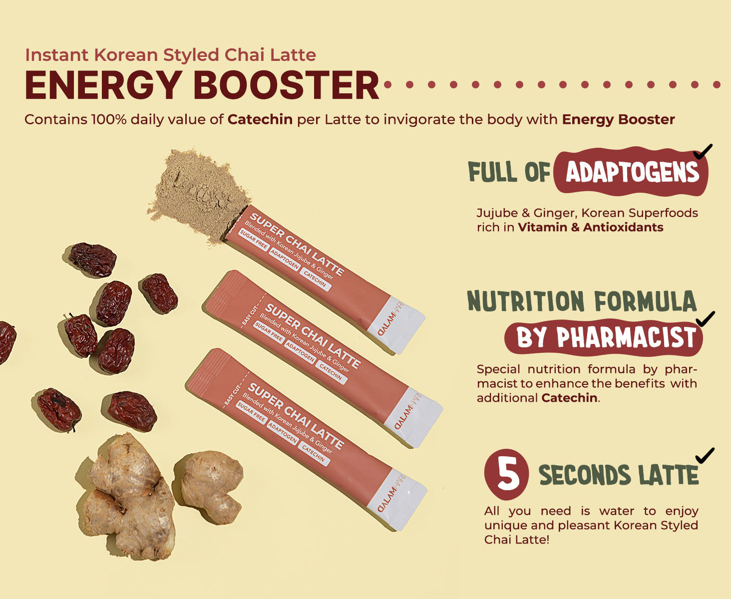 Feature of Korean Super Chai Latte Powder with Jujube & Ginger